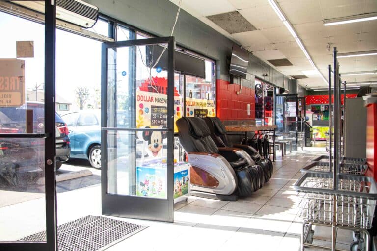 Massage chairs inside 24/7 laundry near USC for customer comfort